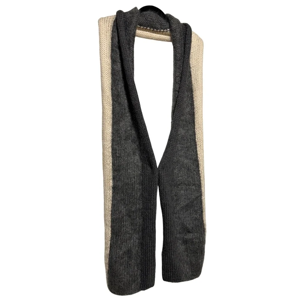 J. Crew Collection Chunky Knit Wool Blend Scarf Wrap Gray 46